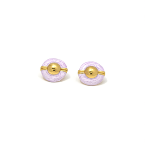 Pendientes de Moda con Diseño Redondo en Acero Inoxidable 316L con Baño de Oro PVD, Color Lavanda, Resistentes y Sostenibles - Product Image 2