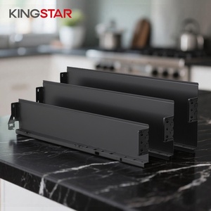Boîte à tiroirs Kingstar à fermeture douce ultra-fine de 1,5 mm, extension complète, installation facile, acier Q235B, capacité de charge de 35 kg pour la cuisine - Product Image 1