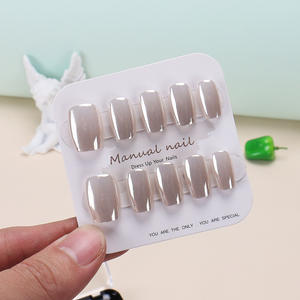 Wearable <b>Nails</b> High-End White Moonlight Cat Eye TikTok Hot Item Electroplated <b>Nail</b> Stickers 30 Pieces Finished Removable - Product Image 3