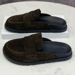 Pantuflas de Diseño de Lujo 2025, de Cuero Genuino, Punta Cerrada, Suela Gruesa, Estilo de Tacón Alto, para Uso Casual en el Hogar, Interior y Exterior - Product Image 4