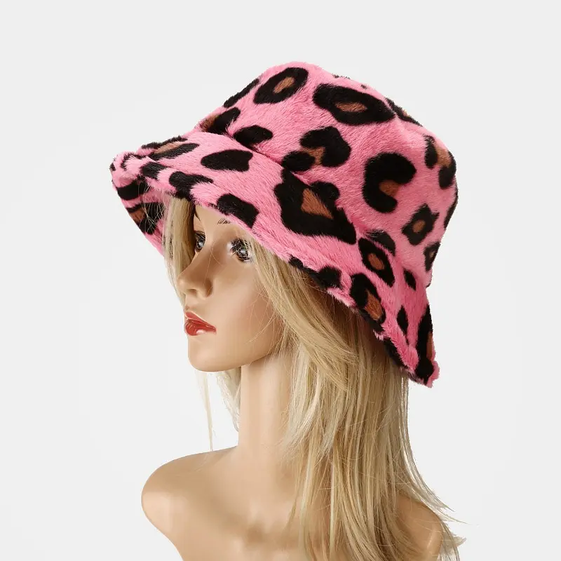 Женская осенне-зимняя повседневная универсальная плюшевая шляпа-Панама из искусственного меха с леопардовым принтом