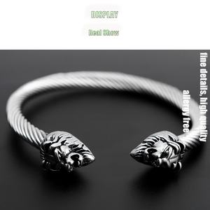 กำไลข้อมือรูปหัวสิงโตสำหรับผู้หญิงผู้ชาย ทำจากสแตนเลส ดีไซน์ฮิปฮอป - Product Image 4