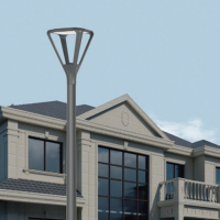 Lampe de jardin LED extérieure, lumière de cour, lumière de rue, 30W AC85-265V, lumière élégante moderne, noire, 6000K, PC aluminium, IP65, 440X440X550MM