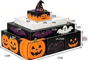 <span class=keywords><strong>Scatola</strong></span> Regalo Pieghevole di Halloween con Motivi Multipli, Confezione per Caramelle Trick or Treat, <span class=keywords><strong>Scatola</strong></span> in Cartone Personalizzabile per Favori di Halloween - Product Image 2