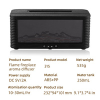 Humidificateur d'air à ultrasons avec aromathérapie, style moderne, lumière LED, ions négatifs, corps en plastique noir, alimentation USB, utilisation domestique et automobile