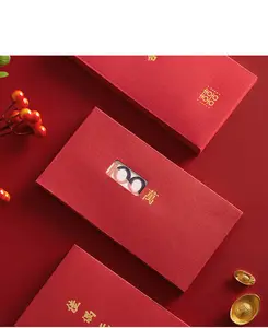 Phong bì đỏ cao cấp thiết kế mới, chất liệu giấy vân đỏ, in logo tùy chỉnh, trang trí vàng, may mắn - Product Image 4
