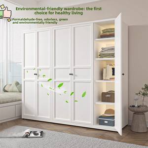 Armoire de <span class=keywords><strong>chambre</strong></span> en acier extra épais style crème, anti-humidité, anti-moisissure, écologique, avec porte plate en tôle et rangement multicouche pour - Product Image 3