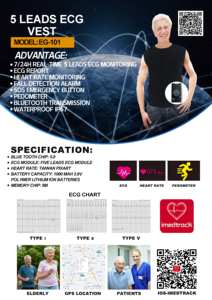 Chaleco <span class=keywords><strong>ECG</strong></span> Imedtrack de 5 Derivaciones, Chaleco Médico con Bluetooth, Monitor de Frecuencia Cardíaca y Alarma de Detección de Caídas - Product Image 6