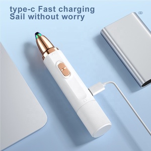 <span class=keywords><strong>Rasoir</strong></span> électrique 2 en 1 à double extrémité Épilateur indolore pour femme Tondeuse à sourcils et épilation <span class=keywords><strong>du</strong></span> visage avec lumière LED - Product Image 4