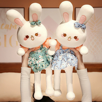 Jolie poupée lapin en peluche super douce brodée de fleurs, style princesse, cadeau d'anniversaire