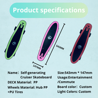ZhiLong Planche à roulettes classique rétro en plastique de 22 pouces avec bande lumineuse LED clignotante sans batterie, planche de skateboard portable