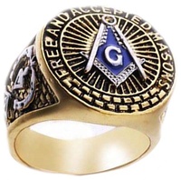 Bague Chevalière Homme en Acier Inoxydable Plaqué Or 18K – Bague Franc-Maçon Massif et Robuste avec Symbole de l'Œil Qui Tout Voit pour Hommes