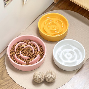 Ciotola per Animali Domestici in Ceramica Opaca Ecologica a Forma di Petalo, Moderna, per Alimentazione Lenta, Anti-Soffocamento, Antiscivolo, Facile da Pulire per Abitudini Alimentari Sane - Product Image 1