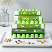 Latte au matcha végétalien sans sucre ajouté en canette, dosettes de café sans sucre ajouté, capsules de thé vert instantané, portion individuelle