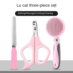 Bộ ba mảnh LED làm sạch bộ bàn chải tạo tác cho mèo chó lăn mèo Cung cấp bọ chét lược cắt móng tay làm bằng nhựa - Product Image 2