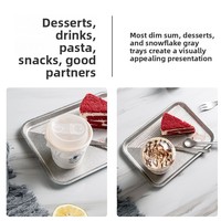 Assiette de service carrée style industriel nordique, plateau rétro gris flocon de neige en acier inoxydable, pour fêtes, café, gâteaux et desserts