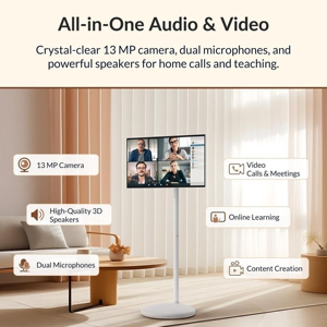 Téléviseur intelligent rotatif d'intérieur de 32 pouces avec diffusion <span class=keywords><strong>en</strong></span> direct, Android 13, écran tactile et roues de défilement amovibles pour le texte - Product Image 4