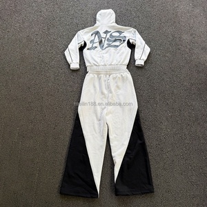 Custom Sweat <b>Suit</b> Manufacturer Patchwork Cotton Hoodie and Baggy Sweatpants Set <b>Jogging</b> <b>Suit</b> Oversized Men's Sports Tracksuit - Product Image 2