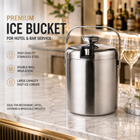 Seau à glace en acier inoxydable avec poignée, double paroi isolée, pour la maison, le bar, les fêtes, le refroidissement du vin et du champagne, logo personnalisé