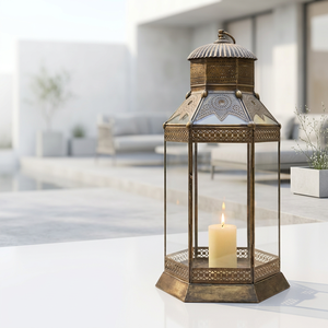 Manufacturers <b>Brass</b> Antique Moroccan Style Metal Candle <b>Lantern</b> for Home and Patio Decoration - Product Image 1