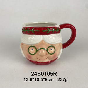 Tazas de cerámica con temática navideña con Papá Noel, hombre de jengibre, muñeco de nieve, casa de pan de jengibre, pingüino y señora Claus, Vasos - Product Image 3