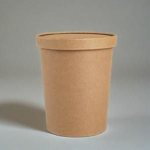 <b>Disposable</b> Food Grade <b>Disposable</b> Takeaway Kraft Paper Cardboard Buckets for Soup <b>Bowl</b> Packing with Lid - Product Image 1