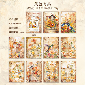 30 hojas por paquete Material papel pájaro y Hada serie Vintage bosque pájaro mano <span class=keywords><strong>libro</strong></span> DIY respaldo 6 estilos - Product Image 6