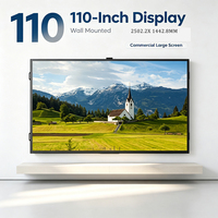 TV LCD Pintar Android 15 Layar Mega 110 Inci 4K UHD Bingkai Logam Terpasang di Dinding Kaca Tempered untuk Home Theater