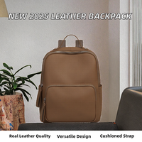 Nouveau Sac à Dos pour Ordinateur Portable en Cuir Véritable Imperméable Style Tendance 2025 pour Hommes, Capacité 20-35L, Fermeture Éclair, Doux et Léger