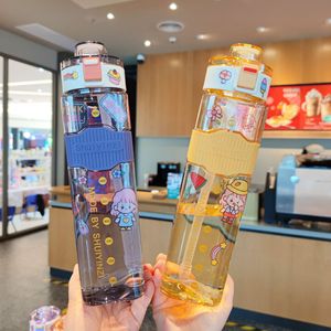 Shuiyinzi Portable Water Bottle 1000Ml Leak Proof With Straw For Travel Outdoor Sports Kids Adults Cartoon Design - Product Image 2