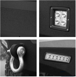 กันชนหน้าเข้ากันได้กับ2018-<span class=keywords><strong>2022</strong></span> Je-Ep Wrangl-Er <span class=keywords><strong>JL</strong></span> และกันชนตีนตะขาบหินไม่จำกัดพร้อมไฟ LED 4 X และแหวน D-Ring 2ชิ้น - Product Image 5