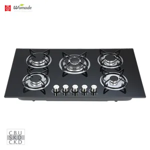 900 Mét Kích Thước Lớn Gas Hobs 5 Burner Đen Glass Top Được Xây Dựng Trong Hobs Trung Quốc SABAF Gas Burner Phạm Vi Men Grill Bếp Gas