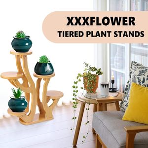 Wooden Multi Tier Plant Stand Modern <b>Desktop</b> Succulent Pot Rack For Balcony Windowsill Display <b>Shelves</b> - Product Image 3