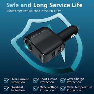 Hot bán 3 trong 1 xách tay với màn hình LED <span class=keywords><strong>2</strong></span> <span class=keywords><strong>USB</strong></span>-A + 1 <span class=keywords><strong>USB</strong></span>-C sạc nhanh Car Charger Thuốc lá nhẹ hơn ổ cắm - Product Image 3