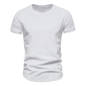 Camiseta de manga corta de verano personalizada para hombre talla grande 95% algodón 5% Spandex costura línea empalme camiseta personalizable - Product Image 1