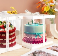 Boîtes à gâteaux de mariage hautes 4 6 8 10 12, boîte à gâteaux carrée transparente, emballage, boîtes à gâteaux hautes transparentes en gros