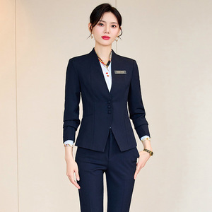 Women's Professional Suit Set Long Sleeve Polyester Anti-Wrinkle Workwear For Office Staff - Product Image 1