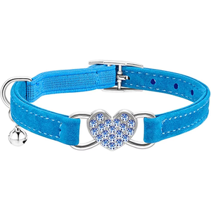 Collar para Gato NiBao de Alta Calidad con Corazón Brillante, Ajustable, con Correa de Seguridad y Cascabel - Product Image 1