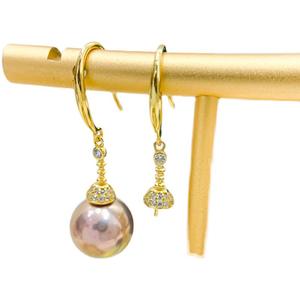 WENCHI Agile Silver Ear Hook avec support vide pour perle de 8-12mm, accessoire de perle en argent S925 pour DIY, Modèle 11377, Tendance et Élégant - Product Image 5