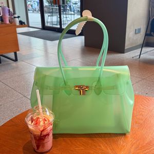 <span class=keywords><strong>Sac</strong></span> <span class=keywords><strong>à</strong></span> <span class=keywords><strong>main</strong></span> pliable Kiikii Jellybirkin Jelly TPU transparent grande capacité platine pour usage quotidien - Product Image 1