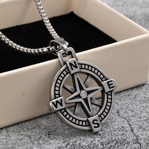 yunnique Stainless Steel Nautical <b>Compass</b> Pendant Men's Necklace Nordic Style Themed Charm Gift Jewelry - Product Image 1