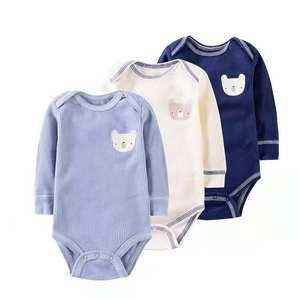 Ropa de Bebé de Algodón Orgánico de Alta Calidad, Mameluco de Manga Larga para Bebé, Ropa para Niños de 0 a 12 Meses, Paquete de Tres Piezas - Product Image 1