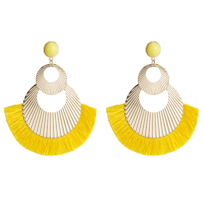 XG1299 2020 новые женские крупные серьги с кисточками в форме веера из сплава с большим названием модные богемные серьги