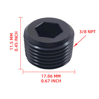 Bouchon de tuyau à tête Allen 3/8" NPT, aluminium anodisé noir 6061-T6, résistance 1500 PSI, raccord fileté hydraulique et automobile