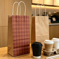 Sac en papier kraft blanc imprimé sur mesure avec poignée à fond carré pour la restauration, les hôtels, les banquets, la livraison de nourriture, l'emballage