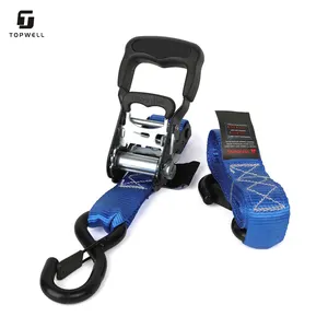 38 Mét Đen Cao Su Xử Lý Ratchet Tie Xuống Hàng Lashing Dây Đeo Đen Cao Su Bao Phủ Móc Dây Đeo Với Biểu Tượng Tùy Chỉnh Đóng Gói