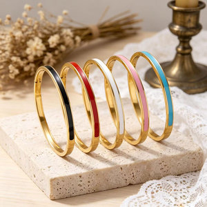 Fashion Wholesale Luxe Luxury Stainless Steel 18K PVD Gold Plated Enamel <b>Bangle</b> <b>Bracelet</b> for Women - Product Image 1
