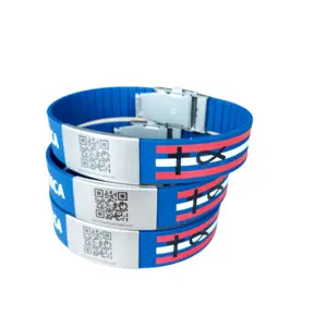 Silicone bracelet with QR code on stainless steel with buckles