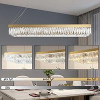 MEEROSEE Gold LED Kristall Moderne Rechteck Kronleuchter für Esszimmer Küche Decken leuchte Kristall Lampe Kronleuchter MD92936