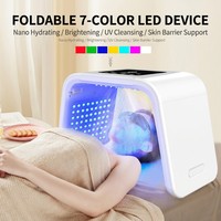 Masque facial LED PDT 7 couleurs, appareil de soin de la peau portable, pliable, vaporisateur hydratant nano, équipement de beauté